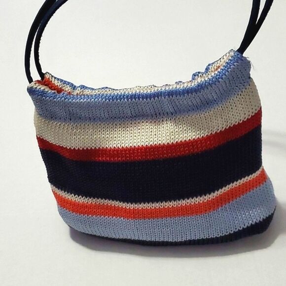Worthington Preppy Blue Striped Knitted Mini Hobo Bag - Picture 2 of 8